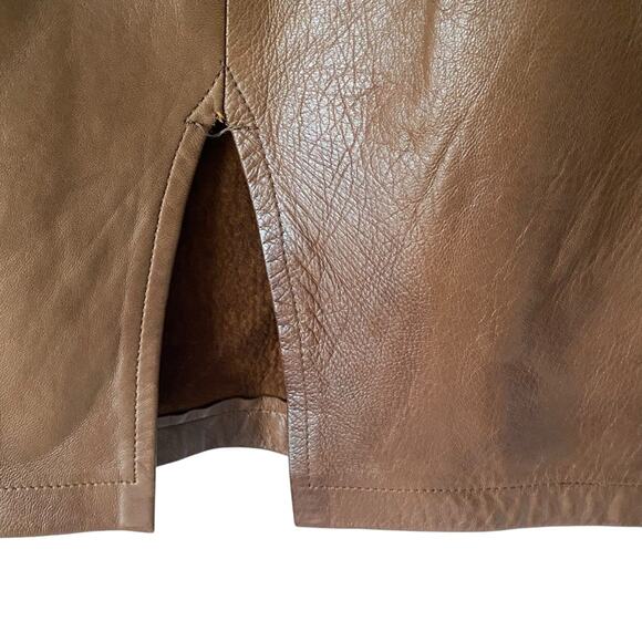 Henri Bendel Vintage Chocolate Brown Leather Pencil Skirt size 8 - Picture 4 of 6